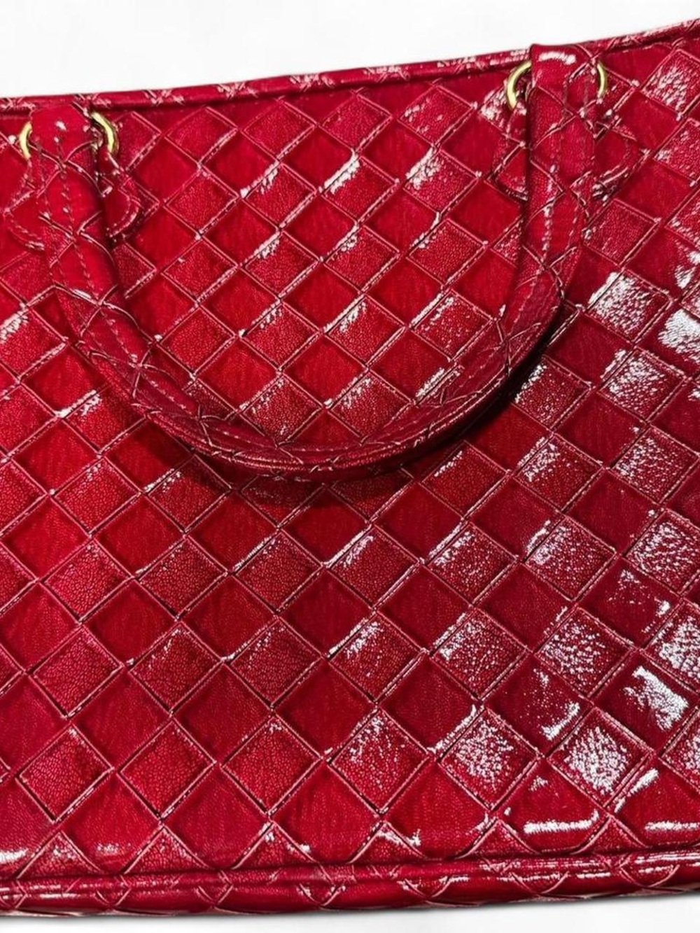 Estée Lauder Red Quilted Patent Cosmetic Tote